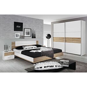 Celotna spalnica FORT-160x200 cm-175 cm-Sanremo/bela
