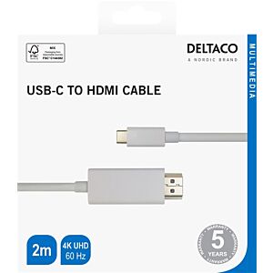 Kabel DELTACO USB-C na HDMI, 2m - Bela (00140022)
