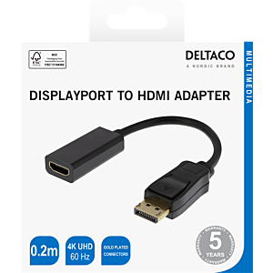Kabel DELTACO HDMI - DisplayPort, 0,2m - Črna (00110022)