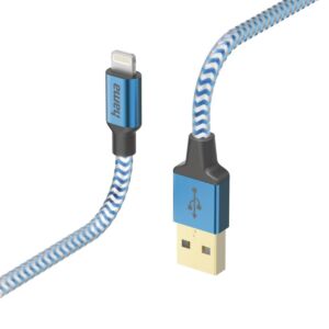 Polnilni kabel HAMA USB-A - Lightning, 1,5 m, najlon, modra
