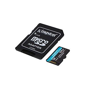 Spominska kartica SDXC KINGSTON micro 64GB Canvas Go Plus, 170/70MB/s, C10, UHS-I, U3, V30, A2, adapter