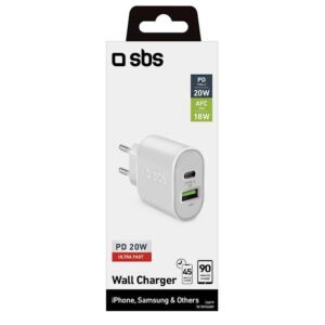 SBS ADAPTER ULTRA FAST USB-C 20W + USB-A 18W BEL