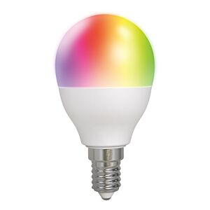 Pametna žarnica DELTACO SMART HOME, E14, WiFI 2.4GHz, 5W, 470lm, zatemnitev, 2700K-6500K, 220-240V, RGB - SH-LE14G45RGB