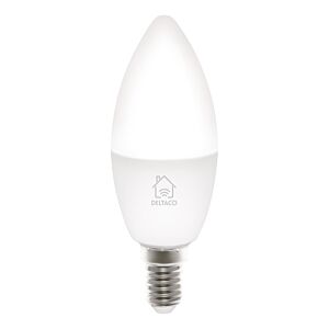 Pametna žarnica DELTACO SMART HOME, E14, WiFI 2.4GHz, 5W, 470lm, zatemnitev, 2700K-6500K, 220-240V, bela - SH-LE14W