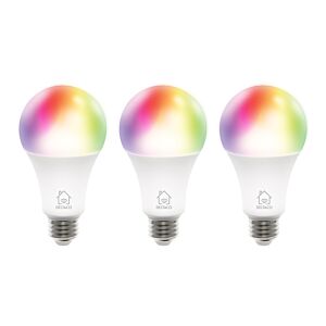 Pametna žarnica DELTACO SMART HOME, RGB WiFI 2.4GHz, 9W, zatemnitev, 16m barv, 220-240V, bela, 3kos - SH-LE27RGB-3P