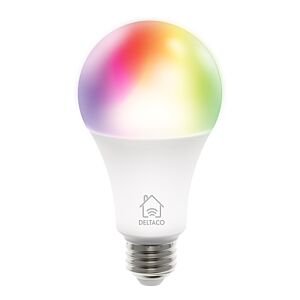 Pametna žarnica DELTACO SMART HOME, RGB LED, E27, WiFi, 9W, 16m barv, bela - SH-LE27RGB