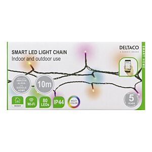 Svetlobna veriga DELTACO WiFi , 10m, 80 led, adapter, IP44, RGB - SH-LRGB10M