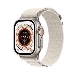 Pametna ura Apple Watch Ultra Cellular, 49 mm, ohišje titan, pašček Starlight Alpine Loop - Small (mqfq3bs/a)
