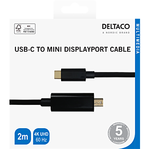 Kabel DELTACO USB-C na miniDisplayPort, 2m - Črna (00140017)