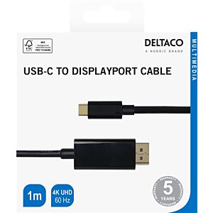 Kabel DELTACO USB-C na DisplayPort, 1m - Črna (00140012)