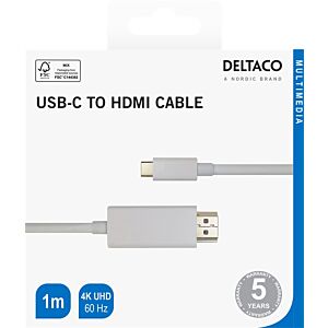 Kabel DELTACO USB-C na HDMI, 1m - Bela (00140020)
